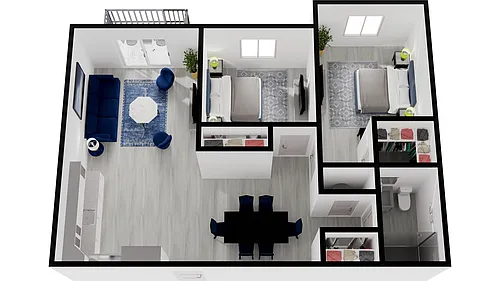 Floor plan 2 Bedroom/1 Bath