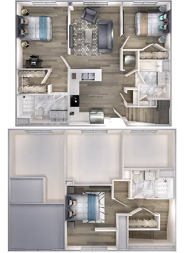 Floor plan Avenue F | 2 Bed/3 Bath Loft-C1D