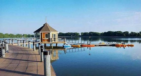 Private lake with pedal boats and paddle boards