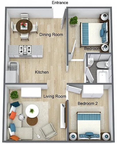 Floor plan Ashland 2x1