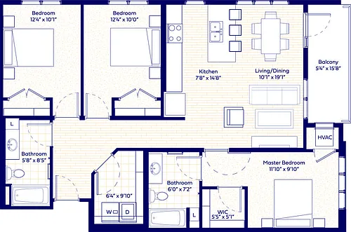 Floor plan 3 Bedroom-Market