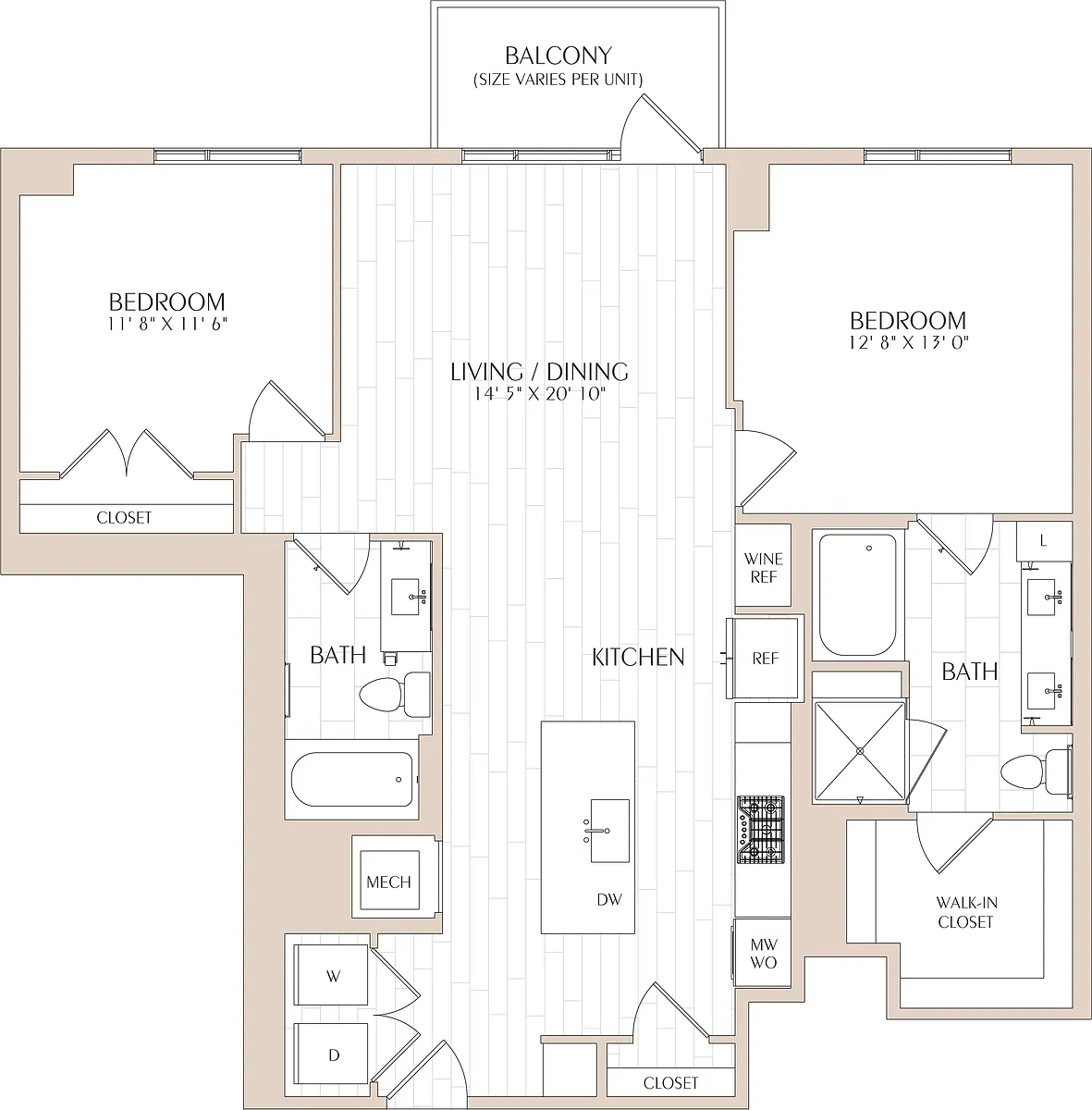 Floor plan 2 Bed/2 Bath-B04