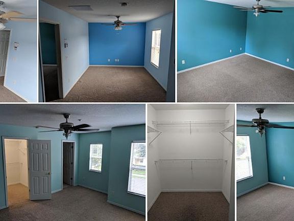 The blue room is the loft. The sea foam room is the Master