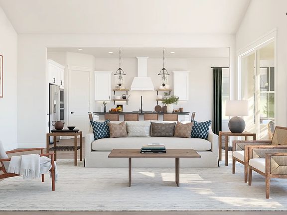 Great room with vaulted ceiling