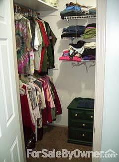 Walk-in : Master bedroom closet. Custom shelving.