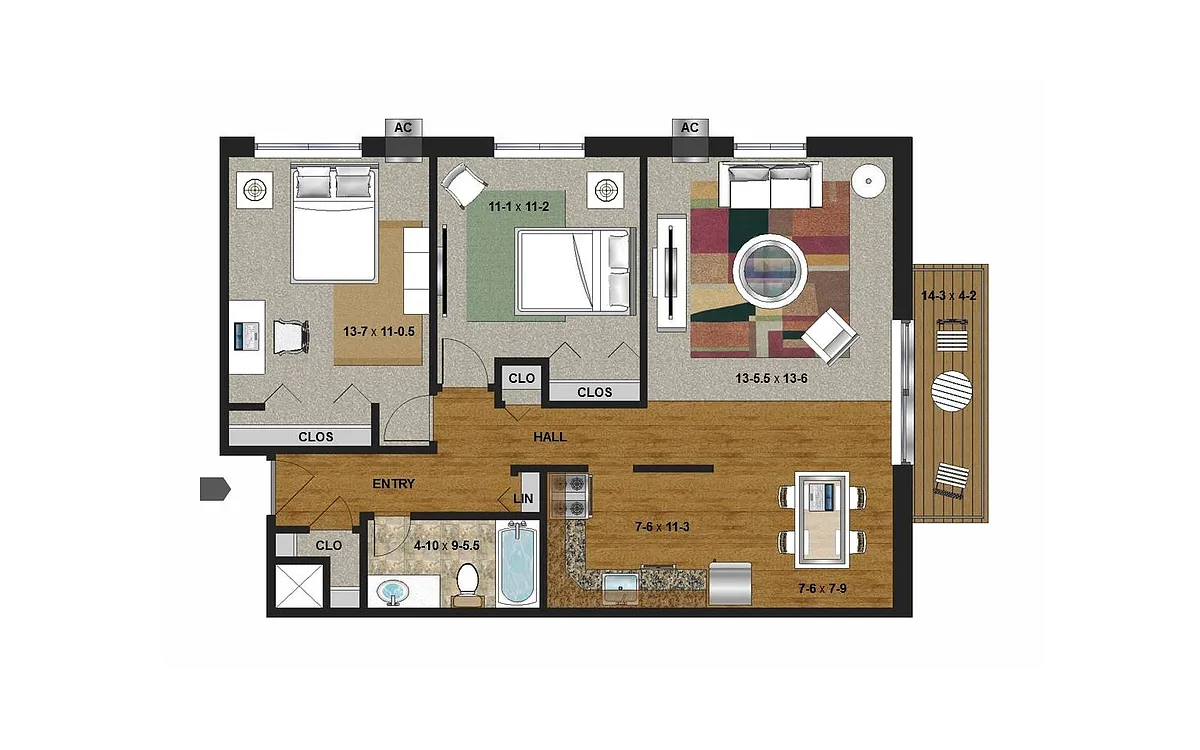 Floor plan Dupont 3513 - Two Bedroom (A)