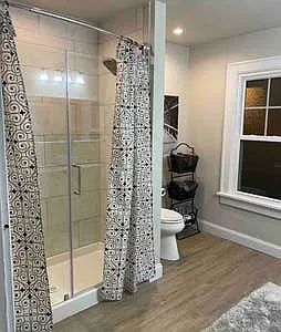 Spacious Bathroom with walk-in shower & double sinks