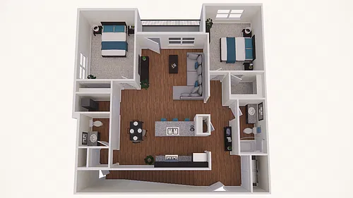 Floor plan 2 Bed - 1 and a Half Bath - No Garage