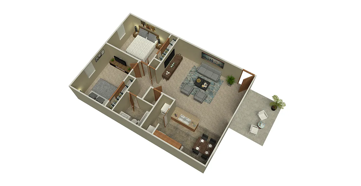 Floor plan 2 Bed 1 Bath B