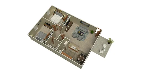 Floor plan 2 Bed 1 Bath B