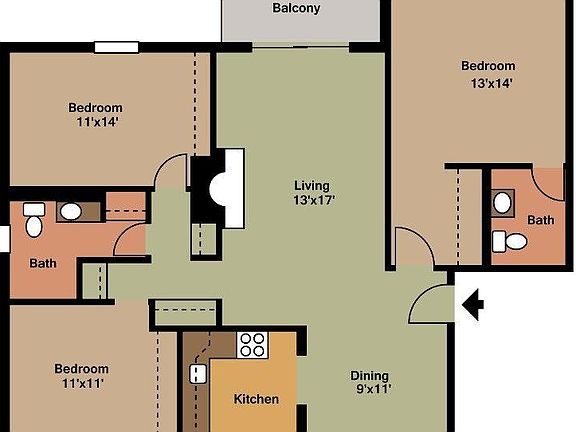 3 bedroom layout