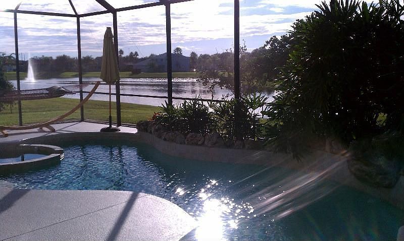 Patio view to pool, spa and pond