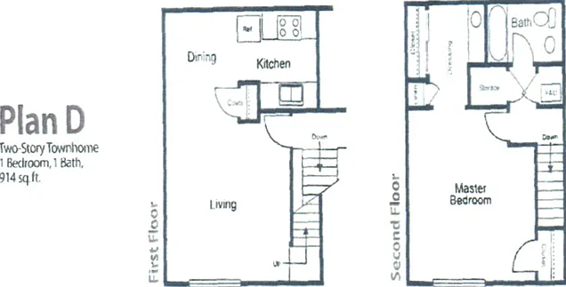 Two-Story Townhome, 1 Bedroom 1 Bathroom Two-Story Townhome, 1 Bedroom 1 Bathroom