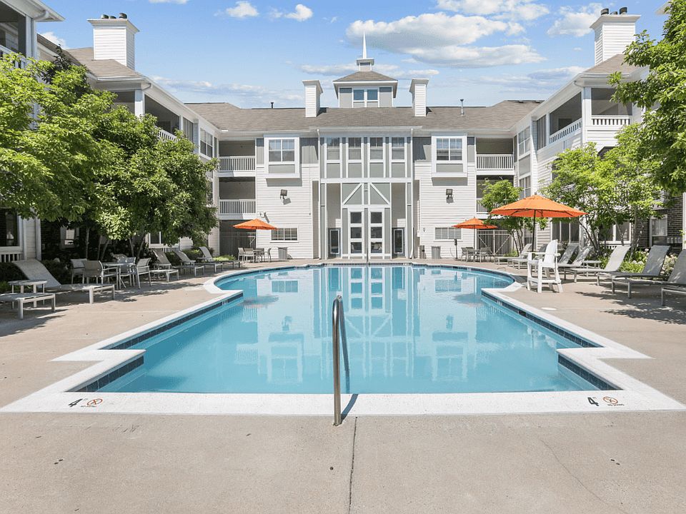 Resort-style pool with sun deck at The Crossings at Russett in Laurel, MD
