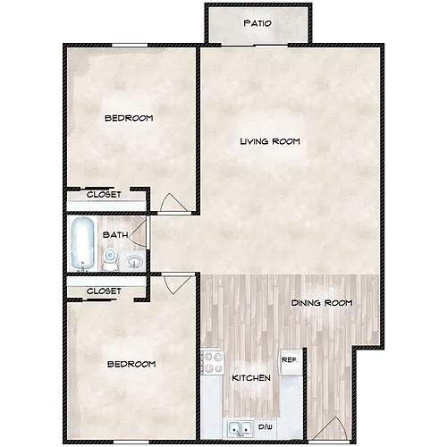 Floor plan 2 Bed 1 Bath