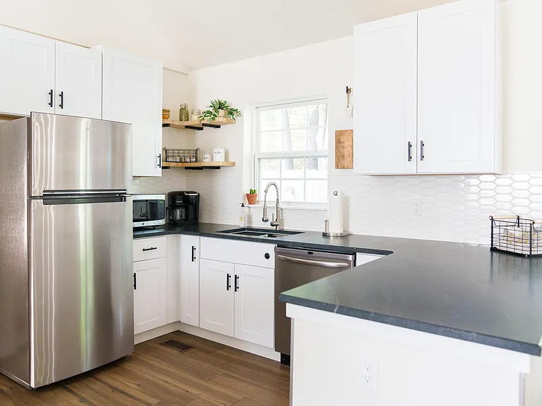 Matte black granite countertop