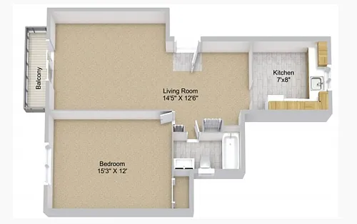 Floor plan 1CS- 1 Bed 1 Bath Standard