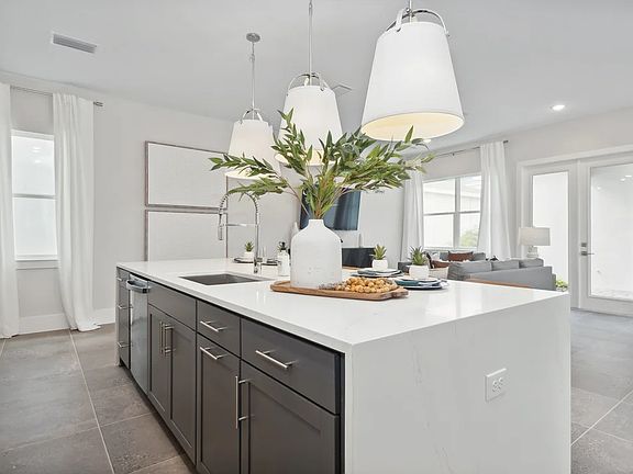 Kitchen with pendant lighting