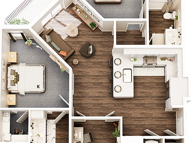 3D Floorplan - Unit B3B_Scheme A 3D Floorplan - Unit B3B_Scheme A