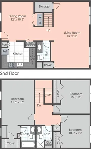 Floor plan 3 bedroom 2 and a half bath