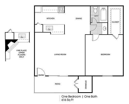Floor plan 1 bedroom 1 bath