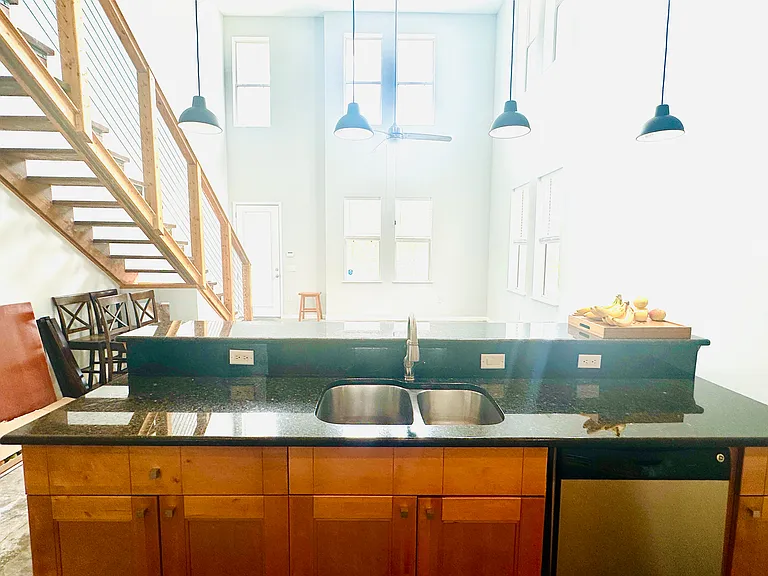 Granite Bar for serving with dual deep sinks and pull out faucet