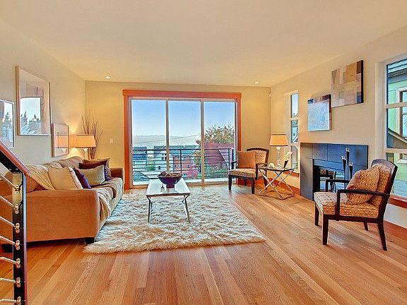 Great Open Living Area for Entertaining with Oversized Glass Doors to Deck and Views, Sleek Flush-Mo