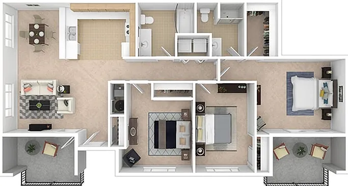 3 bed 3 bed
