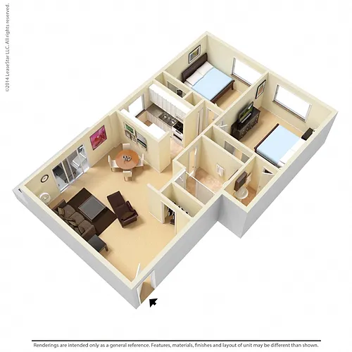 Floor plan 2 Bed 1.5 Bath