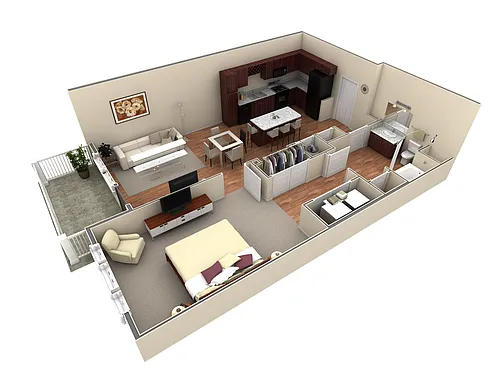 Floor plan 1 BR Premier Courtyard