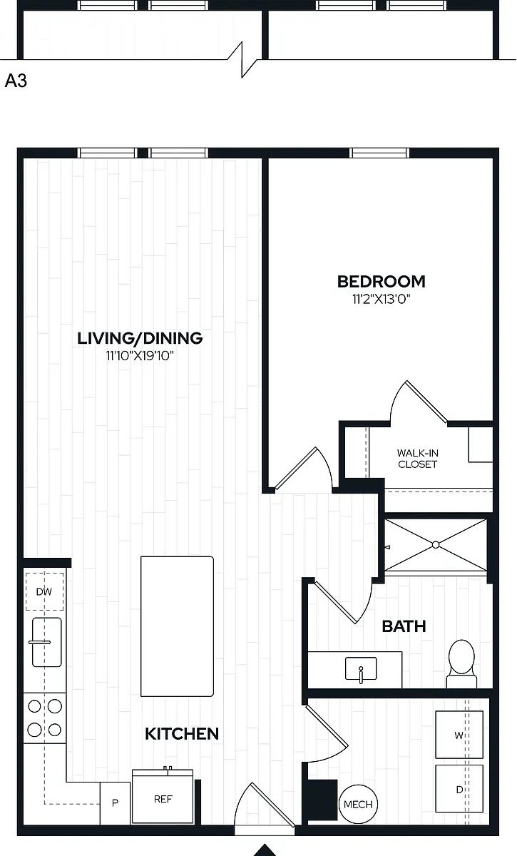 Floor plan 1 Bed/1 Bath-A2