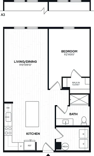 Floor plan 1 Bed/1 Bath-A2