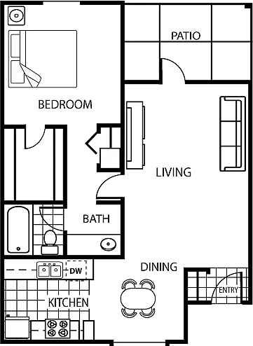 Floor plan One Bedroom One Bath
