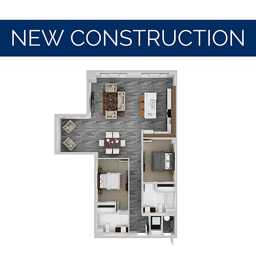 Floor plan 2Bed 2Bath Style I