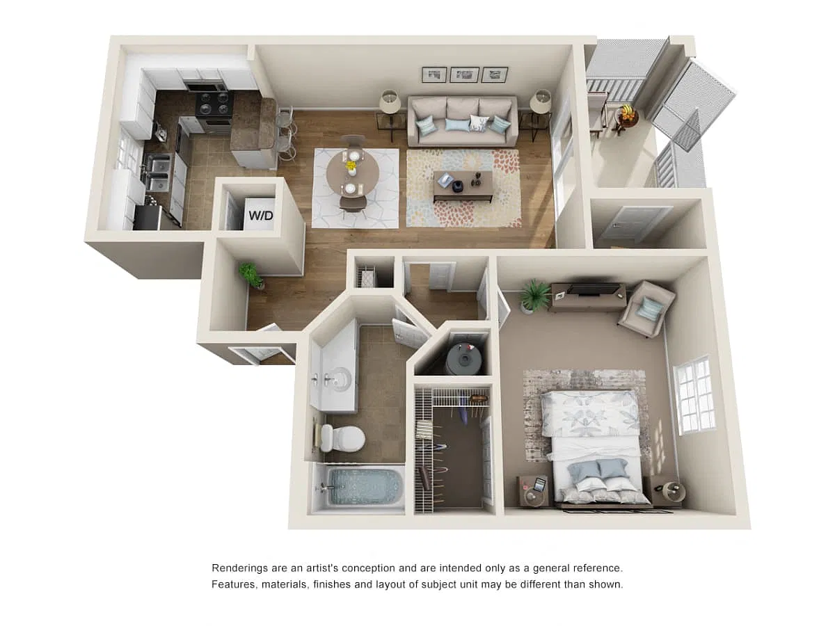 Floor plan A4_Key West - One Bedroom, One Bathroom