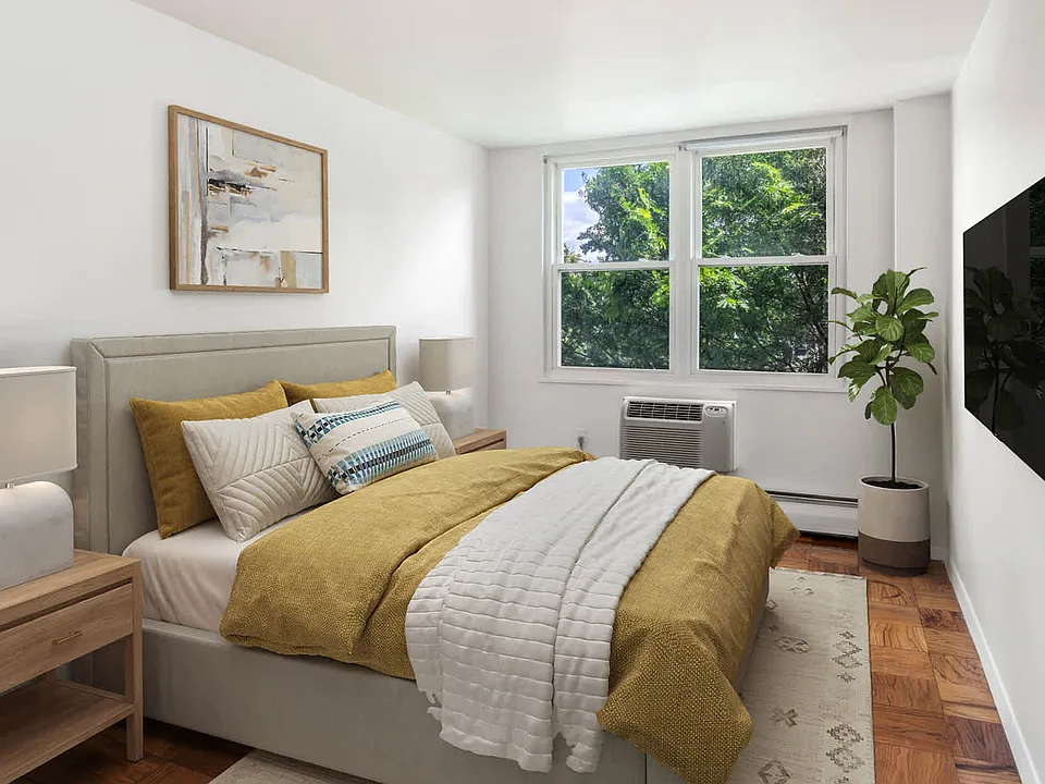 Bedroom with Parquet Flooring