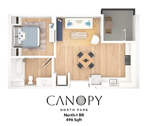 Floor plan 1 Bedroom; 1 Bathroom