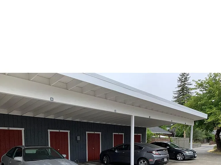 Carport with dedicated 8 by 10 storage unit