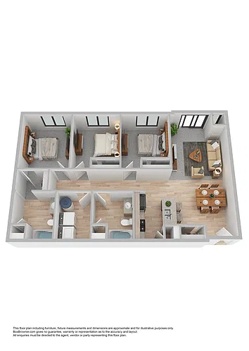 Floor plan Apartment 3 Bedroom 2 Bathroom