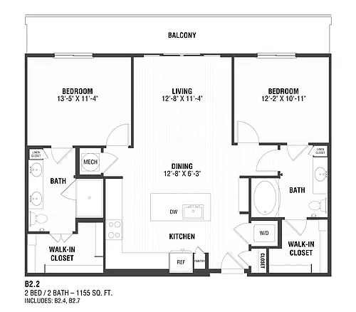 Floor plan 2 Bed/2 Bath