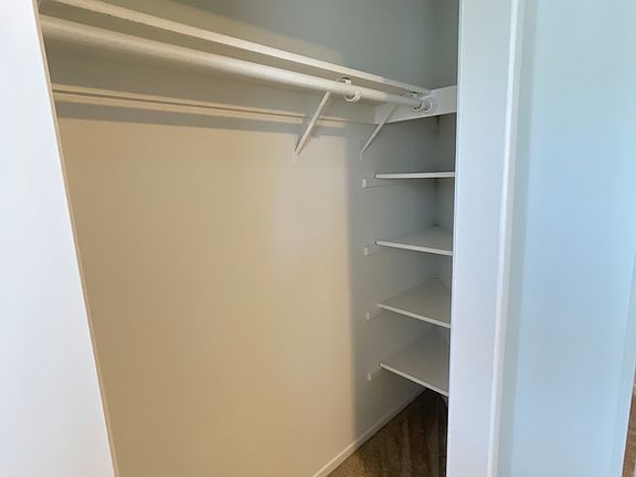 Second bedroom closet with shelves
