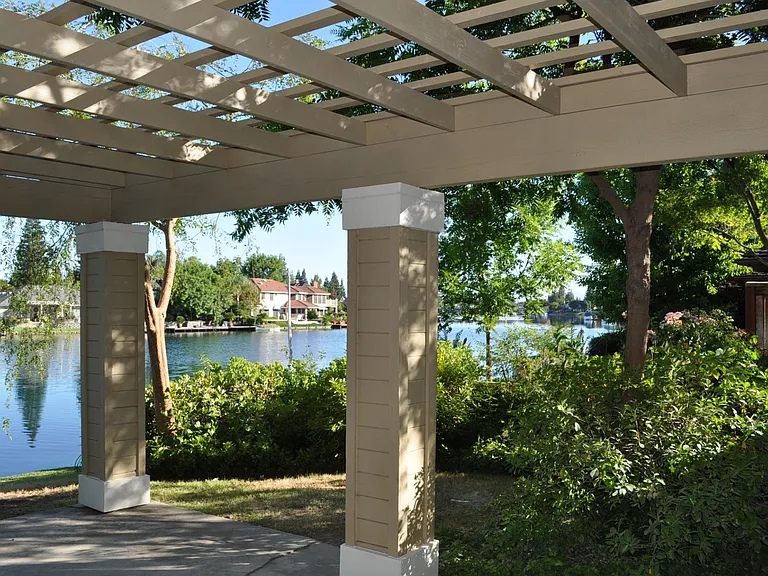 Open arbor patio behind family room
