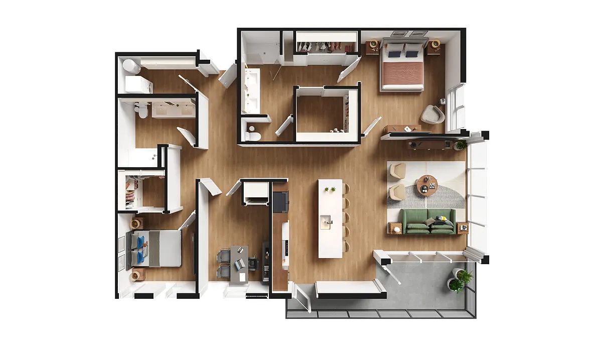 Floor plan 2BR + DEN-A