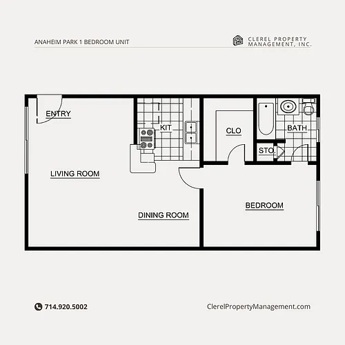 Floor plan Layout A - 1 Bed 1 Bath