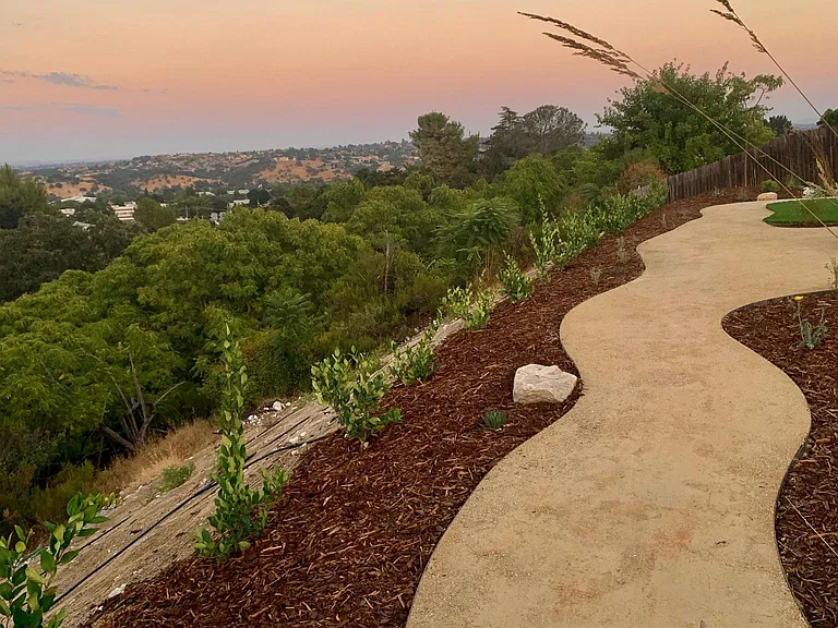 Winding path at sunrise