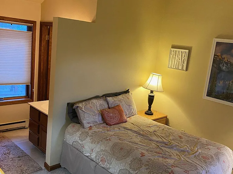 Upstairs bed with attached bath