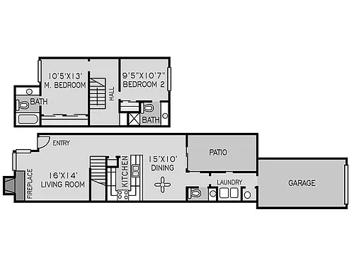 Floor plan 2 BEDROOM TOWNHOUSE E