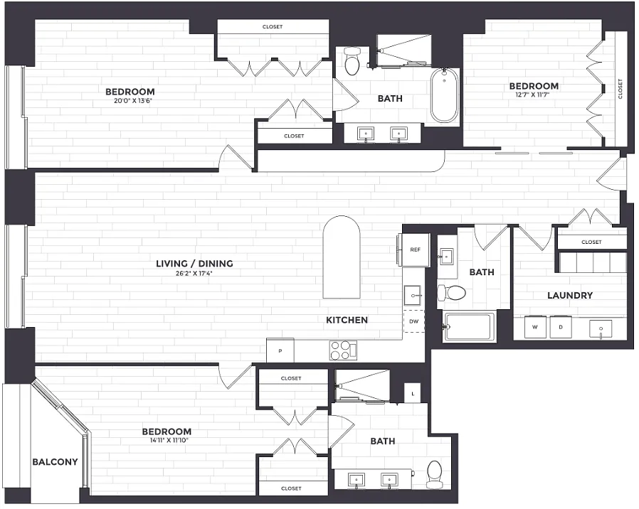 Floor plan 3 Bed/3 Bath-PH 05