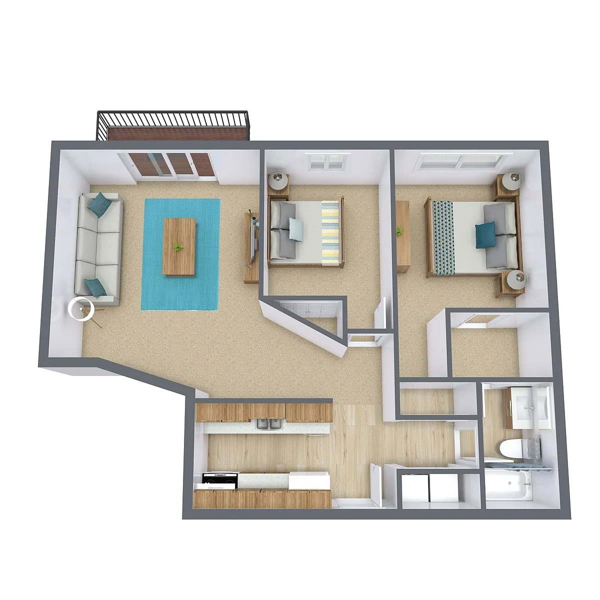 Floor plan Two Bedroom 21B