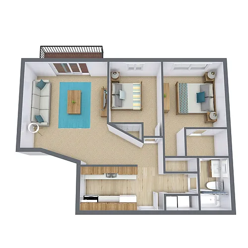 Floor plan Two Bedroom 21B